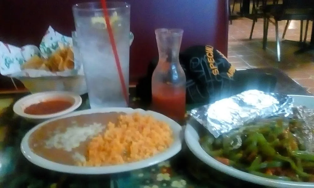 Steak and Beans and Spanish Rice with Tortillas